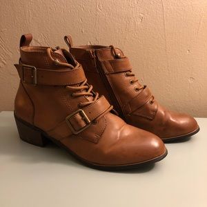 Lace up ankle boots with buckle straps